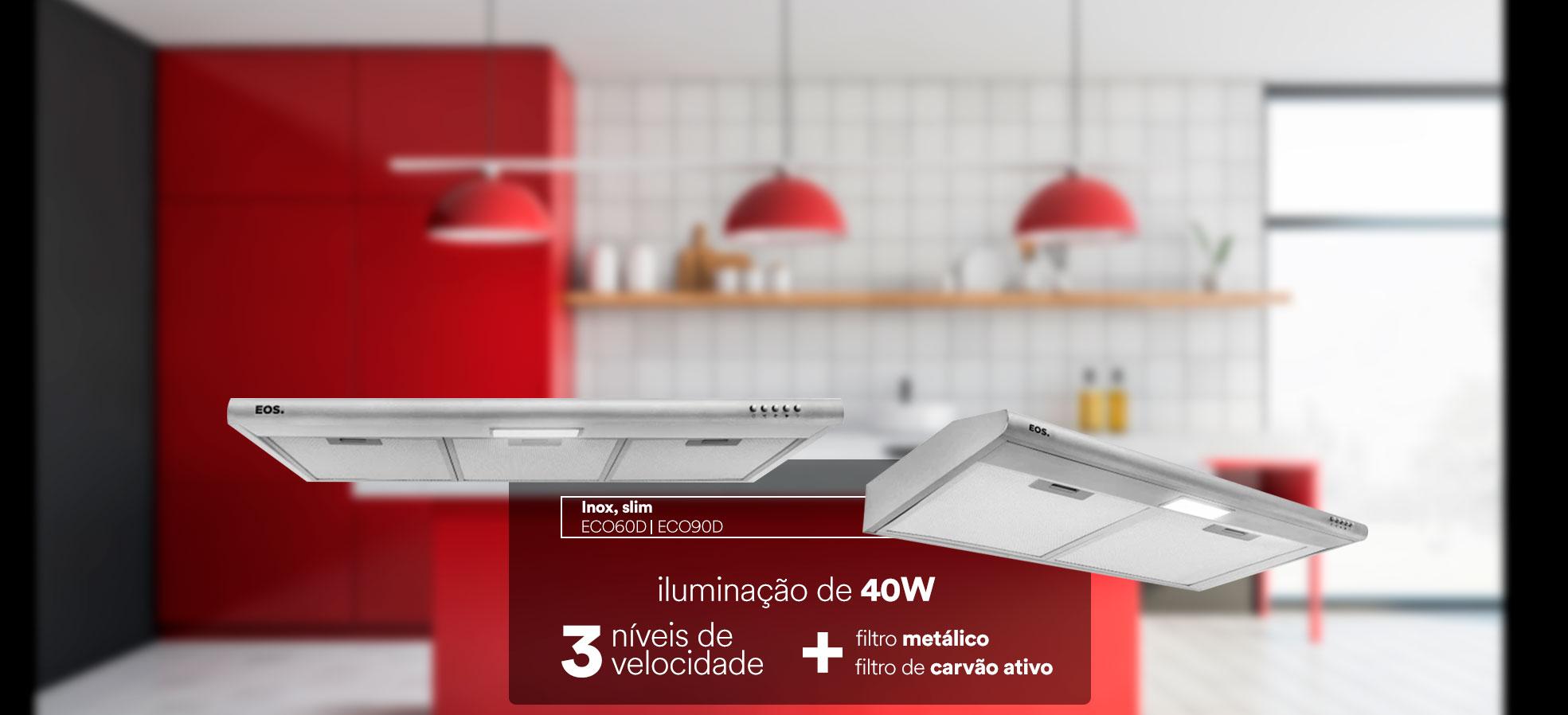 Depurador e Exaustor de Parede EOS Cheff Gourmet Slim ECO60D e ECO90D