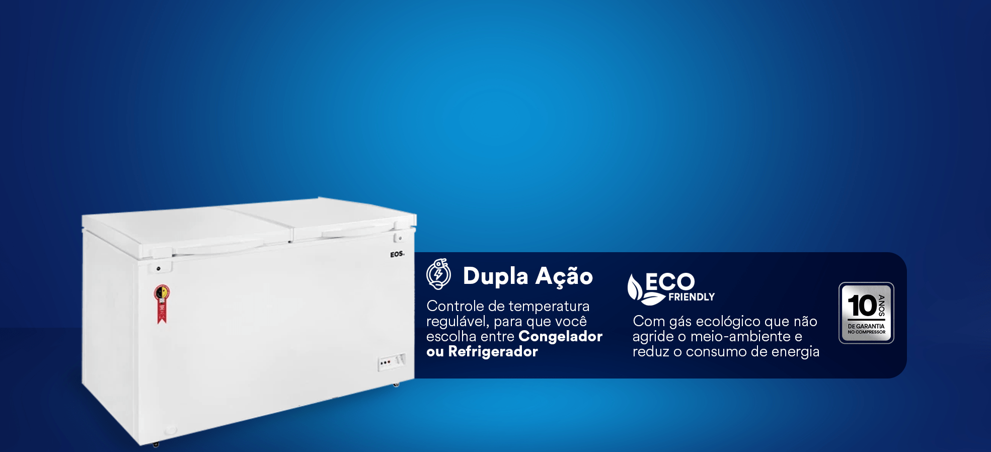 Freezer e Conservador Horizontal EOS EcoGelo 445 Litros 2 Portas EFH550XX