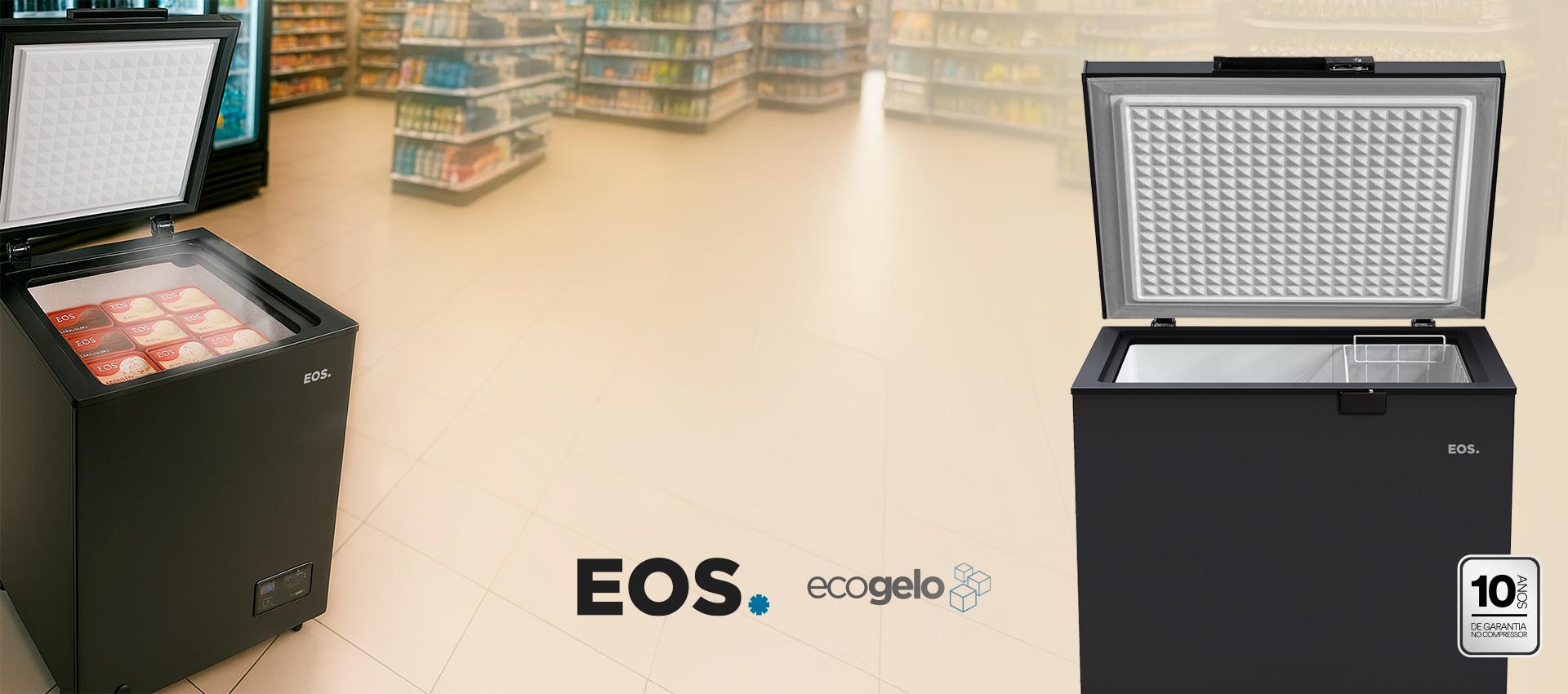 Freezer e Conservador Horizontal EOS 110 Litros EcoGelo Preto EFH120XDP